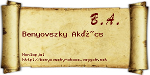 Benyovszky Akács névjegykártya